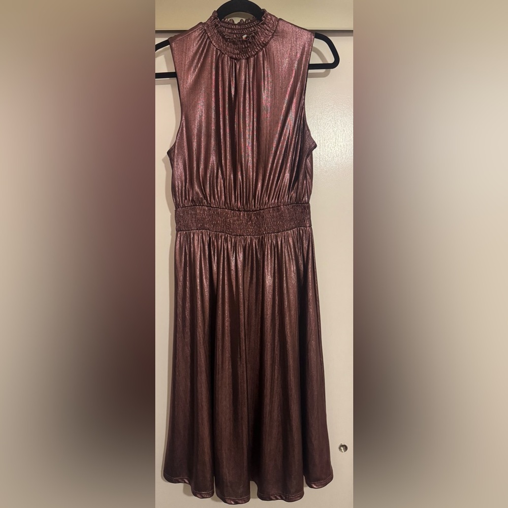 Modcloth Shimmering Metallic Pink Dress